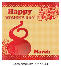 a red text within a yellow background for women's day