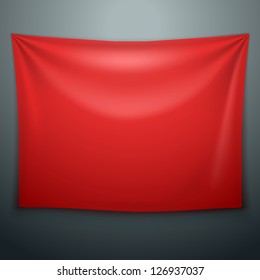 red textile banner with folds