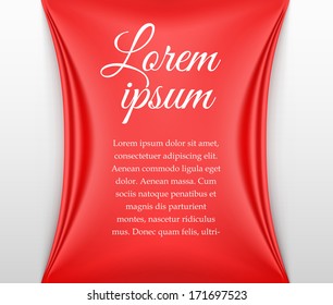 Red textile banner. Vector illustration