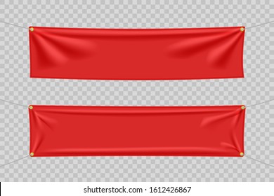 Red textile banners with folds set
