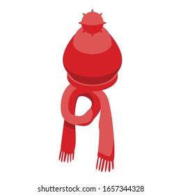 Red textile hat icon. Isometric of red textile hat vector icon for web design isolated on white background