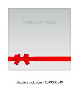 Red textile ribbon and bow on square area text template
