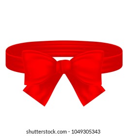 Red textile ribbon ring and bow