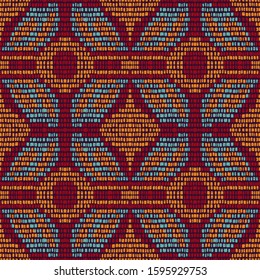 Red Textile Tile. Scarlet Tribal Vector Seamless Pattern. Ethnic Shibori Boho Design. Marine Japanese Drawing Design. Boho Chevron Traditional.