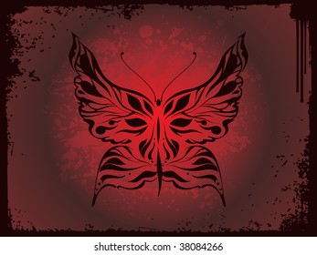 fondo de textura roja con mariposa