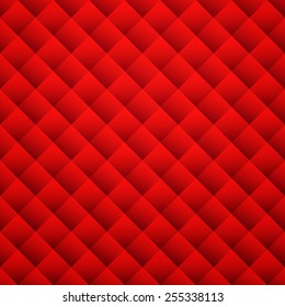 Red texture background. Leather seamless pattern. Vector illustration for modern party design. Abstract cloth bright backdrop. Elegant diamond shapes.