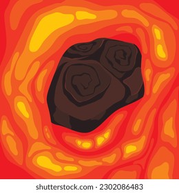 Textura roja de lava fundida. Fondo vectorial. Textura de lava para el juego. magma de fundición caliente. Ilustración vectorial de dibujos animados. piedra en lava