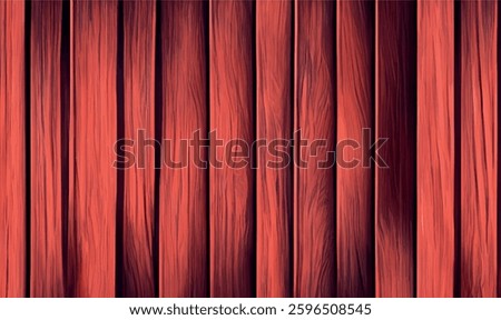 Red texture of wooden planks. Wooden boards. Processed collage of red wooden background texture. Background for banner, design, backdrop or texture for 3D mapping. Vector illustration.