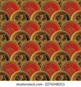 Fondo abstracto de textura roja con una combinación de líneas doradas