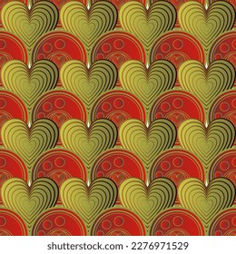 Red textured abstract background with a combination of gold lines