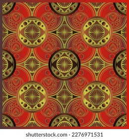 Fondo abstracto de textura roja con una combinación de líneas doradas