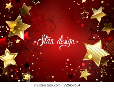 Red textured background with sparkling golden stars.