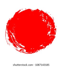 Red Textured Circle Fill, Frame or Border For Business Design. Vector Silhouette Isolated on White Background. Paint Splash, Creative Shape in Japanese Style For Decoration.