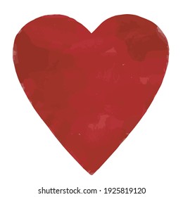 Red textured heart, vector. love you