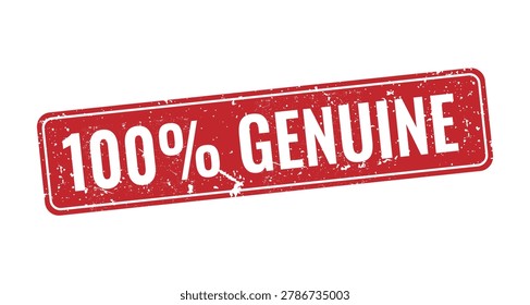 red textured rectangular rubber stamp with hundred percent genuine text for authentic business document marks