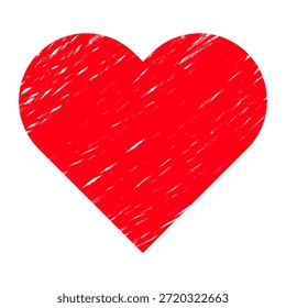Icono de corazón de garabato texturizado rojo sobre fondo blanco