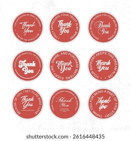 Red Thank You Badge Stickers for Business Customer Appreciation