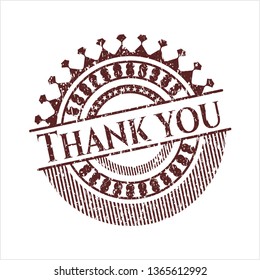 Red Thank you distress rubber grunge stamp