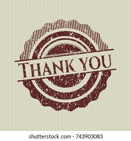 Red Thank you distress rubber grunge stamp