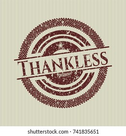 Red Thankless distressed rubber seal with grunge texture