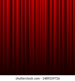 Red Theater Curtain. Background For Banner Or Poster. Vector 