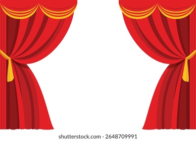 Ilustración vectorial de fondo de cortina de teatro rojo
