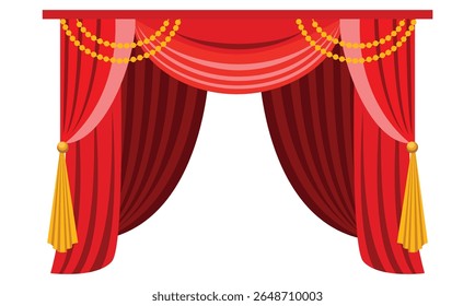 Red theater curtain background vector illustration