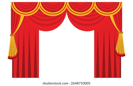 Ilustración vectorial de fondo de cortina de teatro rojo