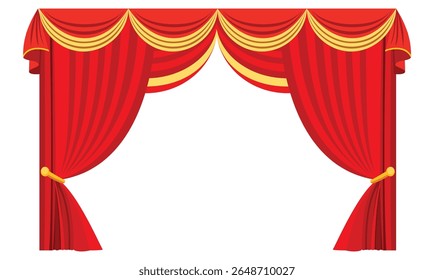 Red theater curtain background vector illustration