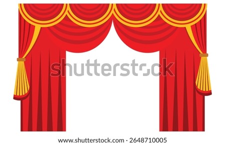 Red theater curtain background vector illustration