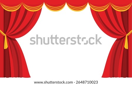 Red theater curtain background vector illustration