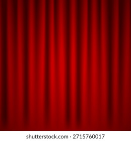 Cortina de Teatro Vermelho. Ópera de Teatro Vazia ou Cinema Palco com cortinas de Seda Vermelho Cena. As cores podem ser facilmente alteradas. Ilustração de vetor realista.