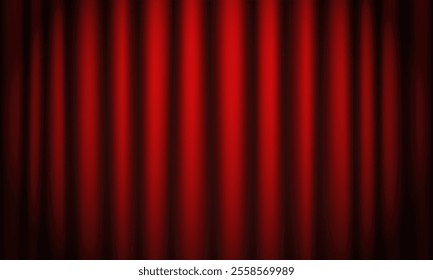  Red theater curtain with folds . Suitable for posters, banners, presentation backgrounds and projects related to theater and shows. Vector background.