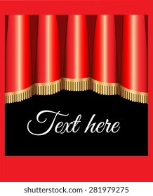 Red theater curtain with gold fringes. EPS10 