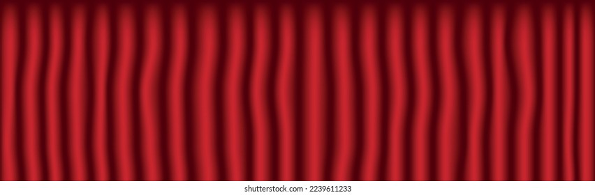 Red theater curtain, panoramic background template - Vector illustration