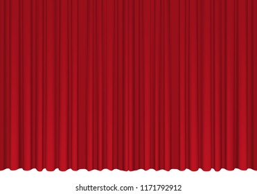 Red theater curtain. Vector illustration.