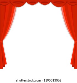 Red Theater Curtain Vector. Transparent Background. Poster For Concert, Theater, Opera Or Cinema Empty Silk Stage, Red Scene. Realistic Illustration
