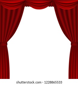 Red Theater Curtains With Gradient Mesh, Vector Illustration