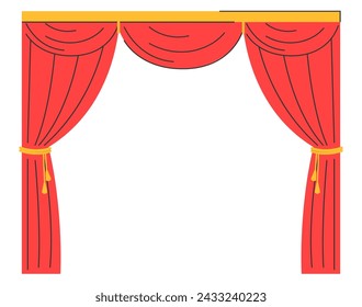 Vector de cortinas de teatro rojo aislado. Cubierta elegante teatral. Elemento de diseño para el fondo de banner web.