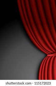Red theater silk curtain background with wave, EPS10