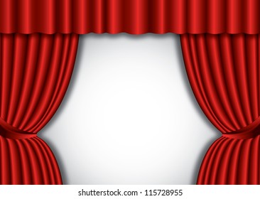 Red theater silk curtain background with wave, EPS10