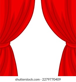 Cortinas de teatro rojas que dibujan la ilustración vectorial