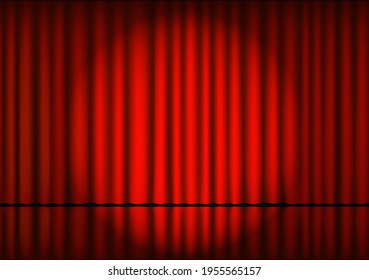 Red theatrical curtain background vector illustration.