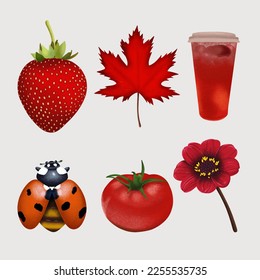Red Theme Sticker Vector Illustrations