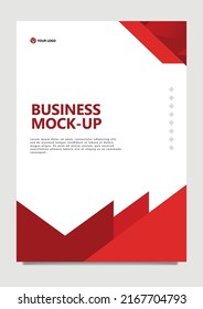 Red theme vector cover template with polygonal shapes and curvy lines decoration. Suitable for annual report, certificate, business proposal, and catalog.