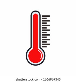 Red thermometer icon. High thermometer. Simple icon.