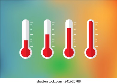 red thermometer illustration with blur background