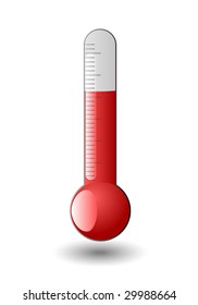 Red thermometer isolated, vector