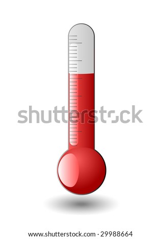 Red thermometer isolated, vector