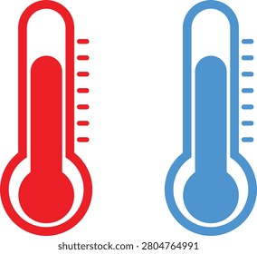 Red Thermometer Vector Icon Illustration for Temperature Measurement Weather Medical Celsius Fahrenheit Heat Cold Glass Instrument Symbol Isolated on White Background